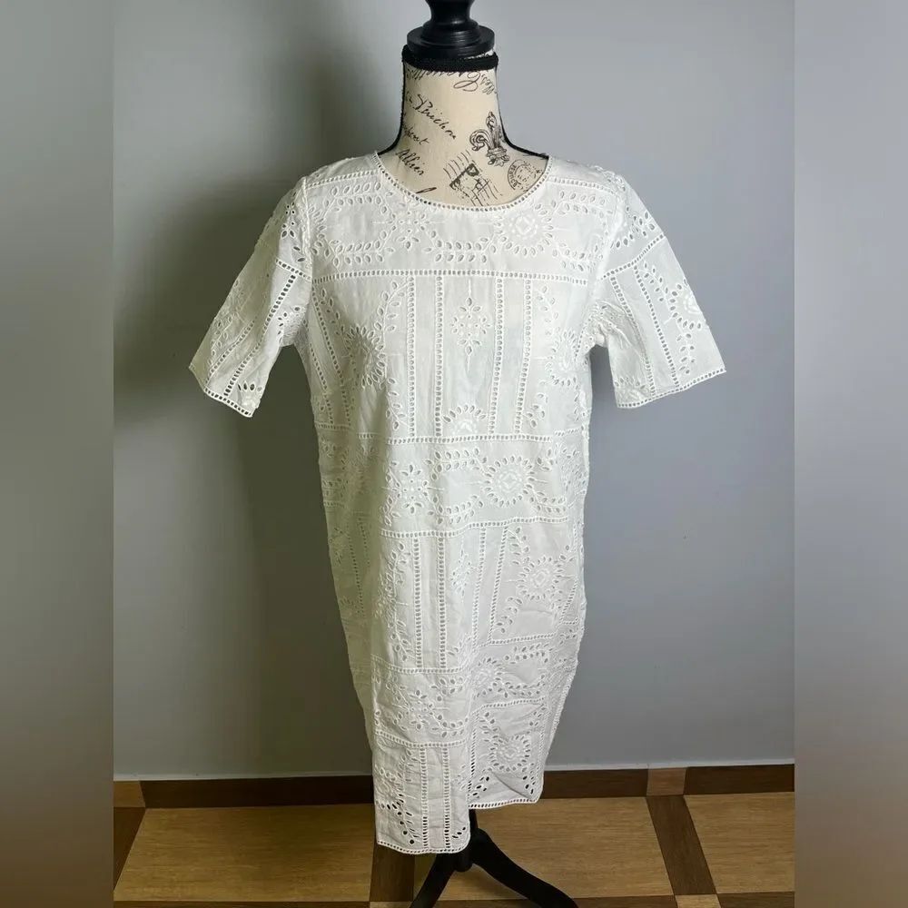 The Kooples Floral White Embroidered Dress Size 3= Size L = US 8